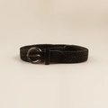 Cintura elastica intrecciata nera con fibbia rotonda in metallo per jeans casual - Stile Nero (19215) / 100cm