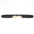 Minimalist black elastic waist belt for women with elegant golden double ring buckle - Black (19429)