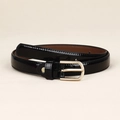 Ceinture fine en cuir verni noir avec boucle dorée en D pour jeans pour femmes - Noir Cuir Verni Boucle Ronde Dorée (19102)
