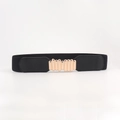 Cintura elastica nera da donna 4cm con elegante fibbia in metallo dorato a incastro - Stile a Incastro Dorato (19301 Nero)