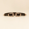 Cintura elastica nera con doppie fibbie dorate vintage intagliate per donna - 19319 Stile Cintura / Oro Nero