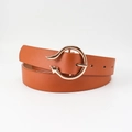 Cintura in pelle marrone con fibbia a volpe dorata per donna, accessorio per jeans - Stile Fibbia Volpe / Cammello