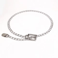 Punk style silver thick chain belt with square buckle for women in industrial minimalist design - Silver 105cm