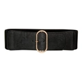 Cintura elastica nera larga alla moda con fibbia ovale dorata vintage per abiti e giacche - Stile Semplice Nero (HYP19387) / Nero