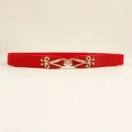Roter elastischer Taillengürtel für Damen mit goldener Metallschnalle für Kleider - Vintage-Muster Schnalle / Rot