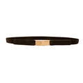 Ceinture élastique noire pour femme avec boucle carrée classique en métal doré - Noir / 65cm