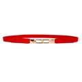 Vibrierender roter elastischer Damengürtel mit eleganter goldener Doppelring-Schnalle - Rot / 60-80cm