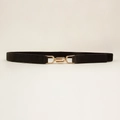 Ceinture élastique noire pour femme avec boucle dorée polie entrecroisée - Boucle à Verrouillage en U / Noir