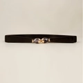 Ceinture élastique noire pour femme avec boucle poisson dorée et cristaux violets - Boucle Poisson avec Strass / Noir