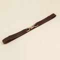 Fine ceinture élastique marron pour femme avec boucle en métal doré clair élégante - Boucle à Verrouillage en U / Marron