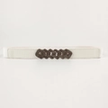 Ceinture élastique blanche pour femme avec boucle métallique géométrique vintage pour robes - Style Anneau Carré Entrelacé - Blanc (19378白色)