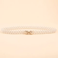 Elegante cintura a tre file di perle con fibbia a fiocco dorata e strass per vestiti - Stile Fiocco (19178)