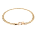 Women's gold punk double-layer chain belt with rectangular pin buckle in metallic finish - Gold