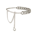 Cintura a catena in metallo argento lucido con nappa pendente e ciondolo a goccia chic - Argento