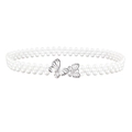 Elegante cintura in perle a tre fili con fibbia a farfalla in strass argento - Stile Fibbia a Farfalla (HYY19141) / Bianco
