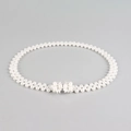Elegante cintura a due file di perle con fibbia floreale argentata per abiti da donna - 125cm / Bianco