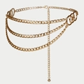 Cadena de cintura multicapa en metal dorado con elegantes anillos para vestidos - Dorado Talla Pequeña (HYY19210)