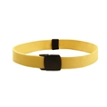 Dettaglio della cintura in tela di nylon gialla con fibbia nera e trama in saia - 19080 Giallo / 80-100cm