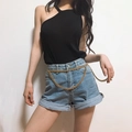 Cintura a catena dorata a doppio strato da donna stile punk su top nero moda - 19059 Gold