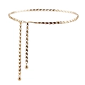 Cintura da donna in metallo dorato a maglie ovali con chiusura a moschettone e pendente - 19206 Oro