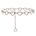 Elegante catena in oro rosa con maglie a cuore e chiusura regolabile per vita da donna - Oro rosa
