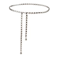 Cintura a catena argento minimalista per abiti con dettaglio a doppia catena pendente - 19206 Argento