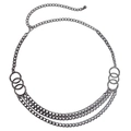 Chaîne de taille multicouche en métal bronze pour robes avec pendentif réglable chic - Noir Anthracite Petite Taille (HYY19210)