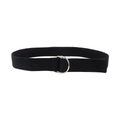 Cintura classica in tela nera con fibbia regolabile in metallo argento a doppio anello a D - 19053 Nero / 80-100cm