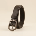 Cintura classica in pelle nera da donna con moderna fibbia metallica esagonale - Fibbia Esagonale Nera (19289) / 100cm