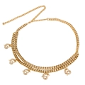 Cintura a catena doppia dorata con cinque ciondoli a forma di drago con strass luccicanti - Oro (HYY19143)