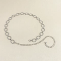 Catena da vita in metallo argento lucido con anelli ovali intrecciati e maglia regolabile - Argento
