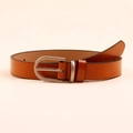 Classic brown leather belt for women featuring a vintage silver horseshoe buckle - Camel Horseshoe Buckle (19293) / 100cm