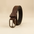 Classic dark brown leather belt with dark grey metal buckle for women - Coffee Simple Pin Buckle (19294) / 100cm