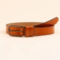Classic brown leather belt for women featuring a minimalist dark grey pin buckle design - Camel Simple Pin Buckle (19294) / 100cm