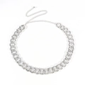 Elegante cintura a catena cubana d'argento con chiusura a moschettone regolabile - Argento (19223)