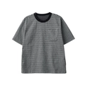 T-shirt da uomo a righe a maniche corte con girocollo nero e taschino sul petto - S / Grigio