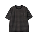 T-shirt da uomo a righe bianche e nere, girocollo e taschino applicato sul petto - S / Nero