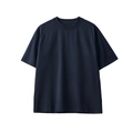 Classic dark blue crew neck short sleeve t-shirt with a relaxed drop shoulder fit - Navy Blue