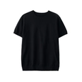 T-shirt en maille noire pour homme avec col rond et détail triangulaire en bord-côte - S / Noir