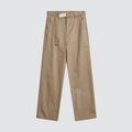 Herenbroek met wijde pijpen in kaki bruin met bijpassende riem van textielstof - S / Khaki