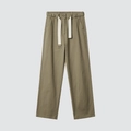 Khaki herenbroek met wijde pijpen, contrasterende crèmekleurige riem en elastiek - M / Groen