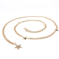 Gouden metalen tailleketting met platte ringen en sterhangers voorzien van karabijnsluiting - Ster Stijl / Goud