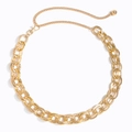 Elegante cintura a catena in metallo dorato per abiti con maglie ovali e chiusura a moschettone - Oro
