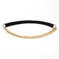 Elastischer Taillengürtel mit goldener Metallkette und schwarzem Stretchstoff für Kleider - Schwarzgold / 60-80cm