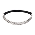 Schicker Damen PU-Leder Taillengürtel mit silberner Metallkette für Kleider und Anzüge - Schwarz Silber / 60-80cm