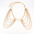 Catena per il corpo dorata multistrato con strass scintillanti e design a frange eleganti - Oro