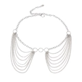 Catena per il corpo punk argento multistrato con lunghe nappe e strass - Argento
