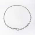 Detail of silver rhinestone waist chain featuring ornate carved buckle and sparkling gems - Silver