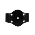 Large ceinture élastique noire vintage avec œillets métalliques pour robes de femmes - Noir