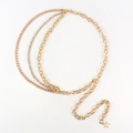 Three-layer gold metal waist chain with rhinestones and star pendant for dresses - Gold with Rhinestone